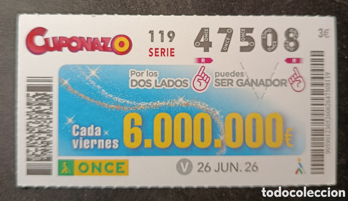 Cupones ONCE: N&deg; 47508 (26/JUNIO/2026)