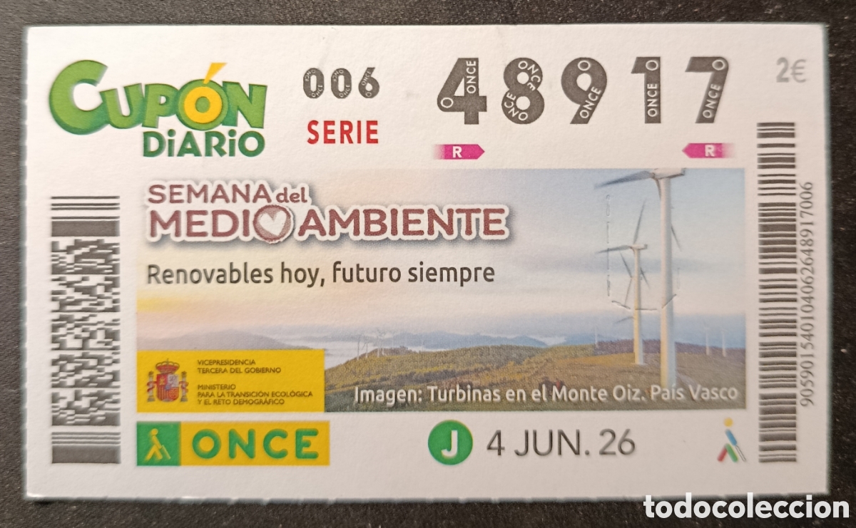 Cupones ONCE: N&deg; 48917 (4/JUNIO/2026)-EUSKADI