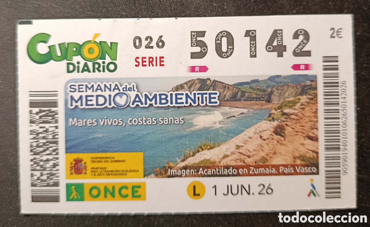 Cupones ONCE: N&deg; 50142 (1/JUNIO/2026)-EUSKADI