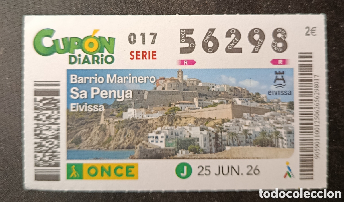 Cupones ONCE: N&deg; 56298 (25/JUNIO/2026)-BALEARES