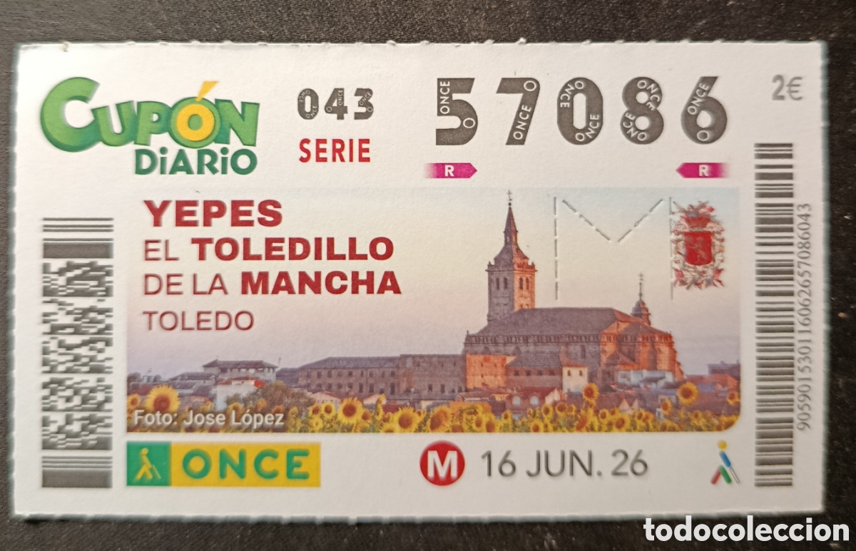 Cupones ONCE: N&deg; 57086 (16/JUNIO/2026)-TOLEDO