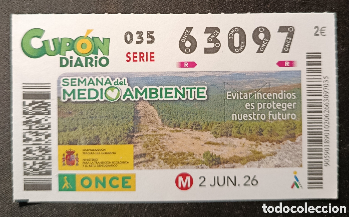 Cupones ONCE: N&deg; 63097 (2/JUNIO/2026)