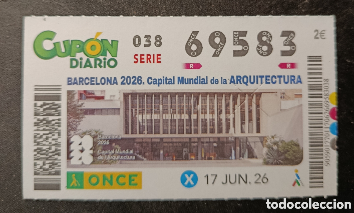 Cupones ONCE: N&deg; 69583 (17/JUNIO/2026)-BARCELONA
