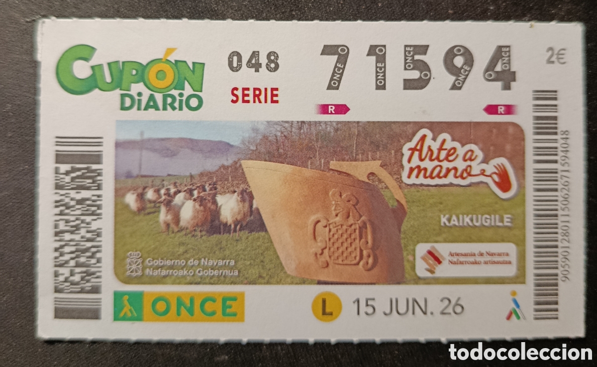 Cupones ONCE: N&deg; 71594 (15/JUNIO/2026)-NAVARRA