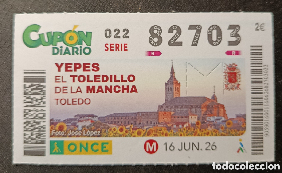 Cupones ONCE: N&deg; 82703 (16/JUNIO/2026)-TOLEDO