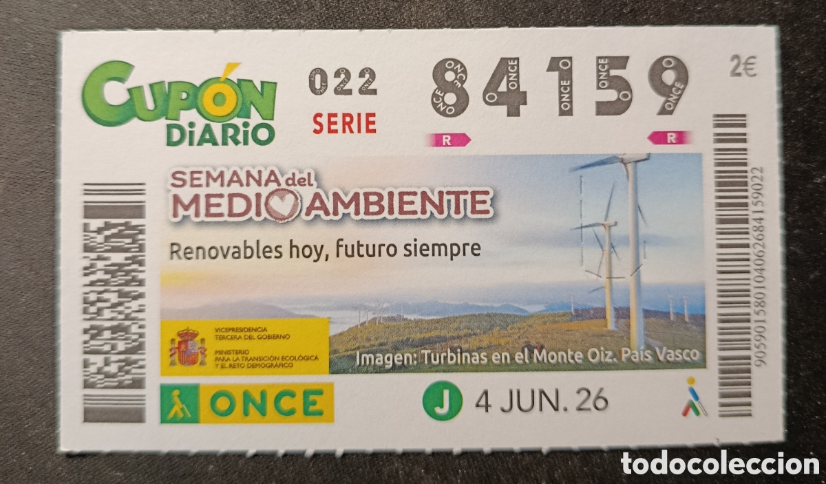 Cupones ONCE: N&deg; 84159 (4/JUNIO/2026)-EUSKADI