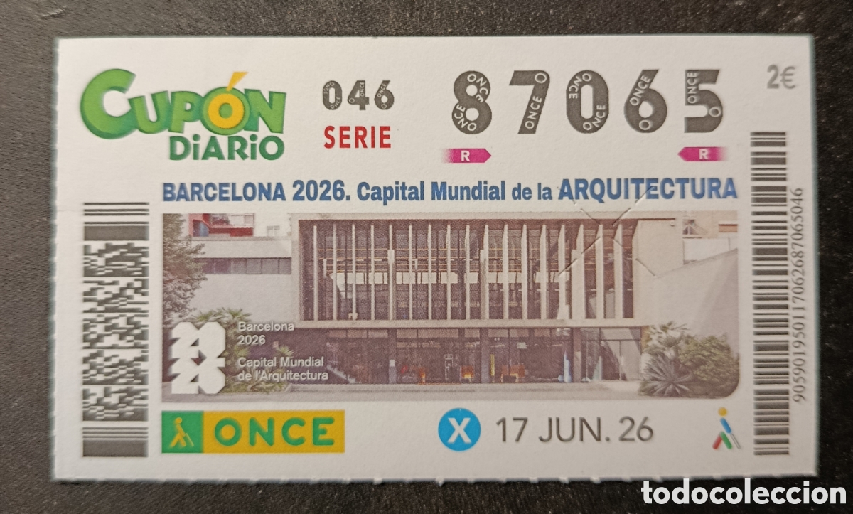 Cupones ONCE: N&deg; 87065 (17/JUNIO/2026)-BARCELONA