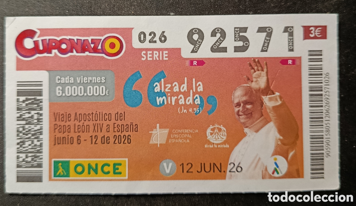 Cupones ONCE: N&deg; 92571 (12/JUNIO/2026)