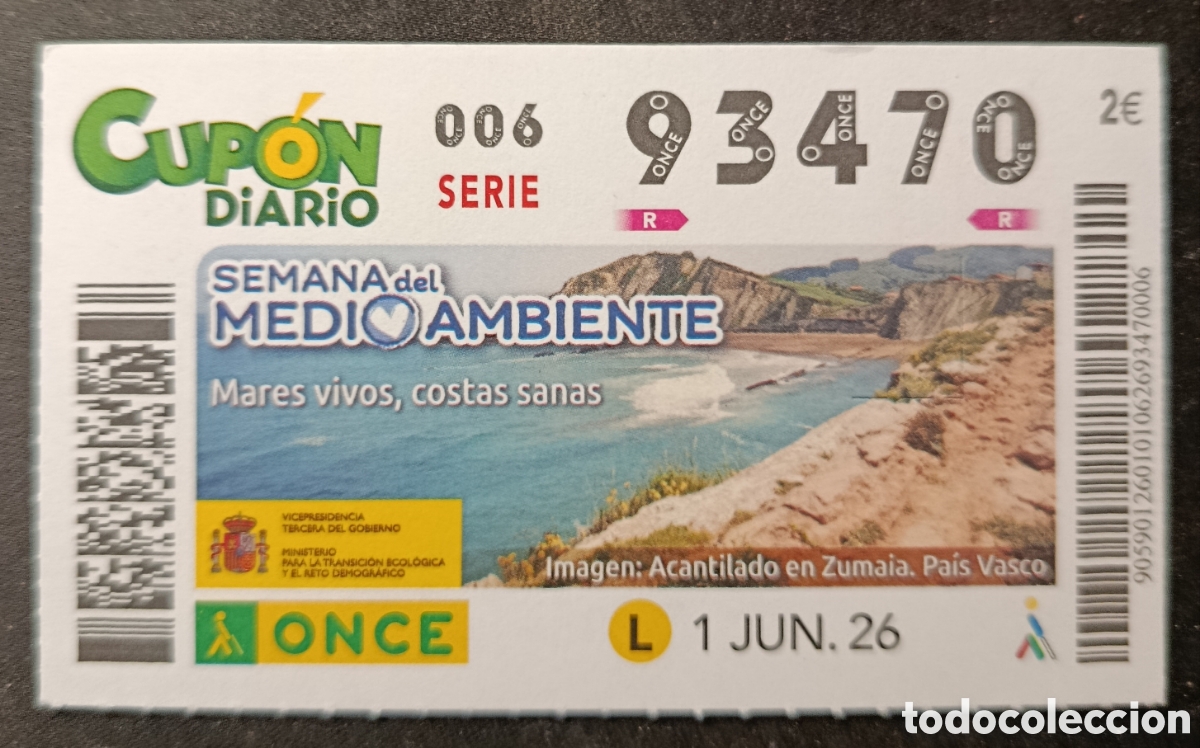 Cupones ONCE: N&deg; 93470 (1/JUNIO/2026)-EUSKADI
