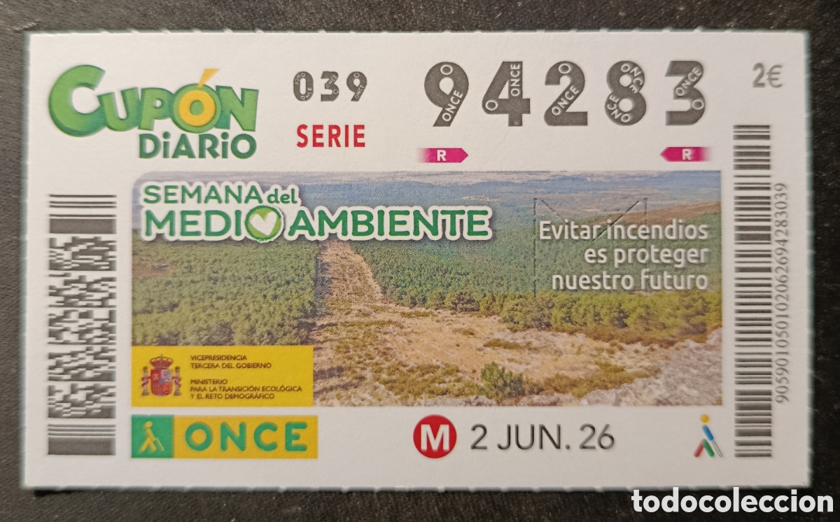 Cupones ONCE: N&deg; 94283 (2/JUNIO/2026)
