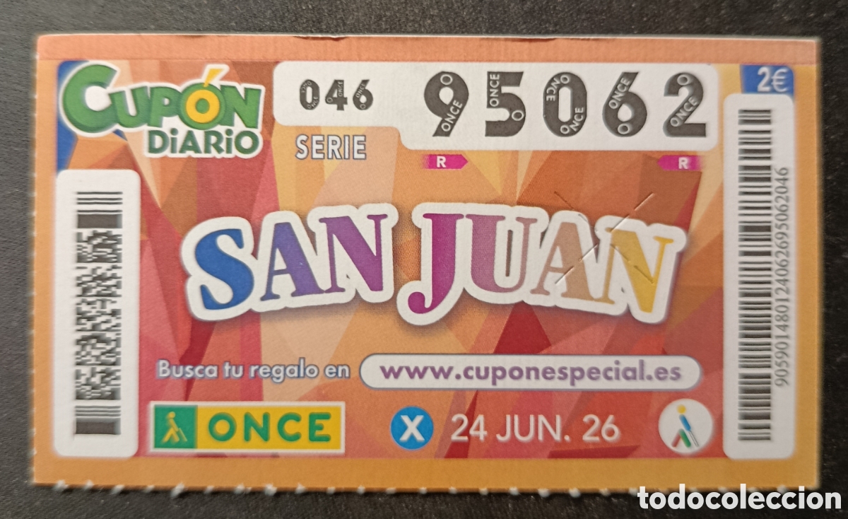 Cupones ONCE: N&deg; 95062 (24/JUNIO/2026)