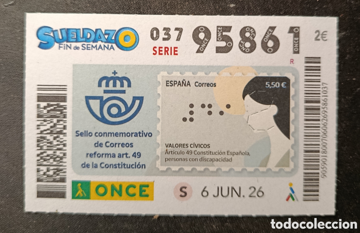 Cupones ONCE: N&deg; 95861 (6/JUNIO/2026)