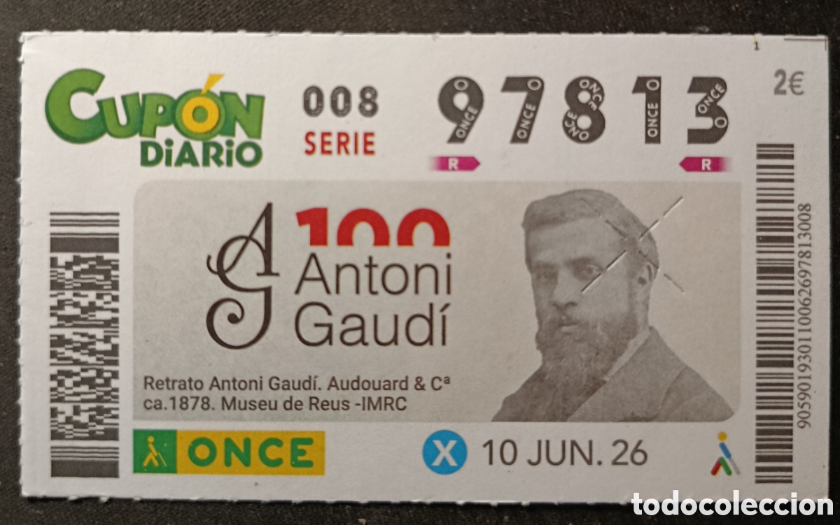 Cupones ONCE: N&deg; 97813 (10/JUNIO/2026)-TARRAGONA