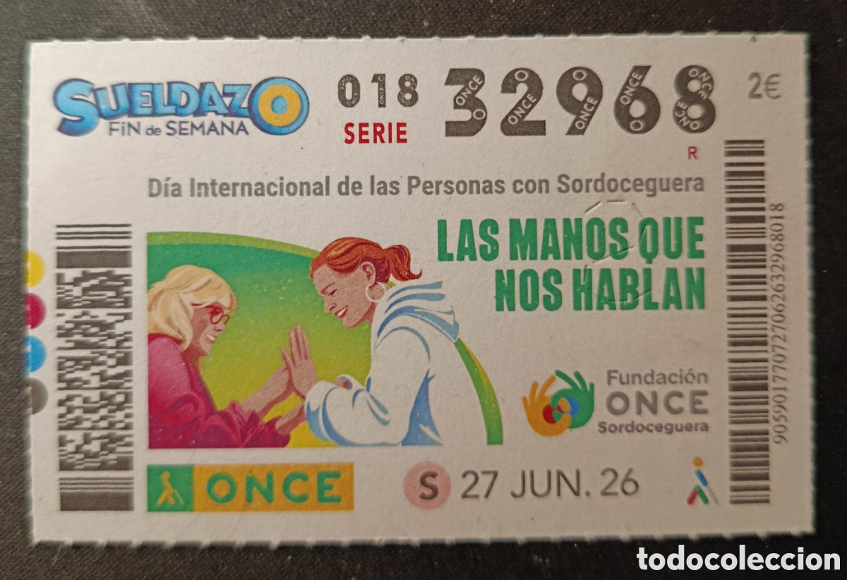Cupones ONCE: N&deg; 32968 (27/JUNIO/2026)