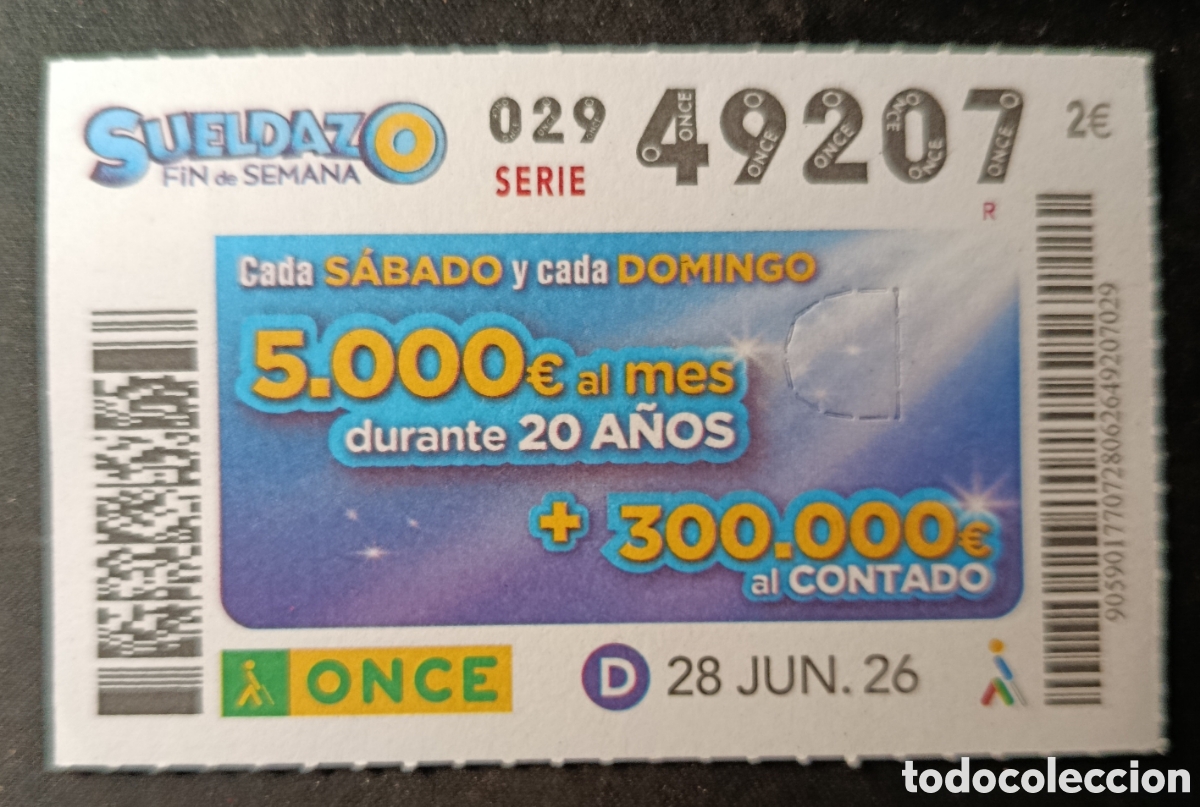 Cupones ONCE: N&deg; 49207 (28/JUNIO/2026)