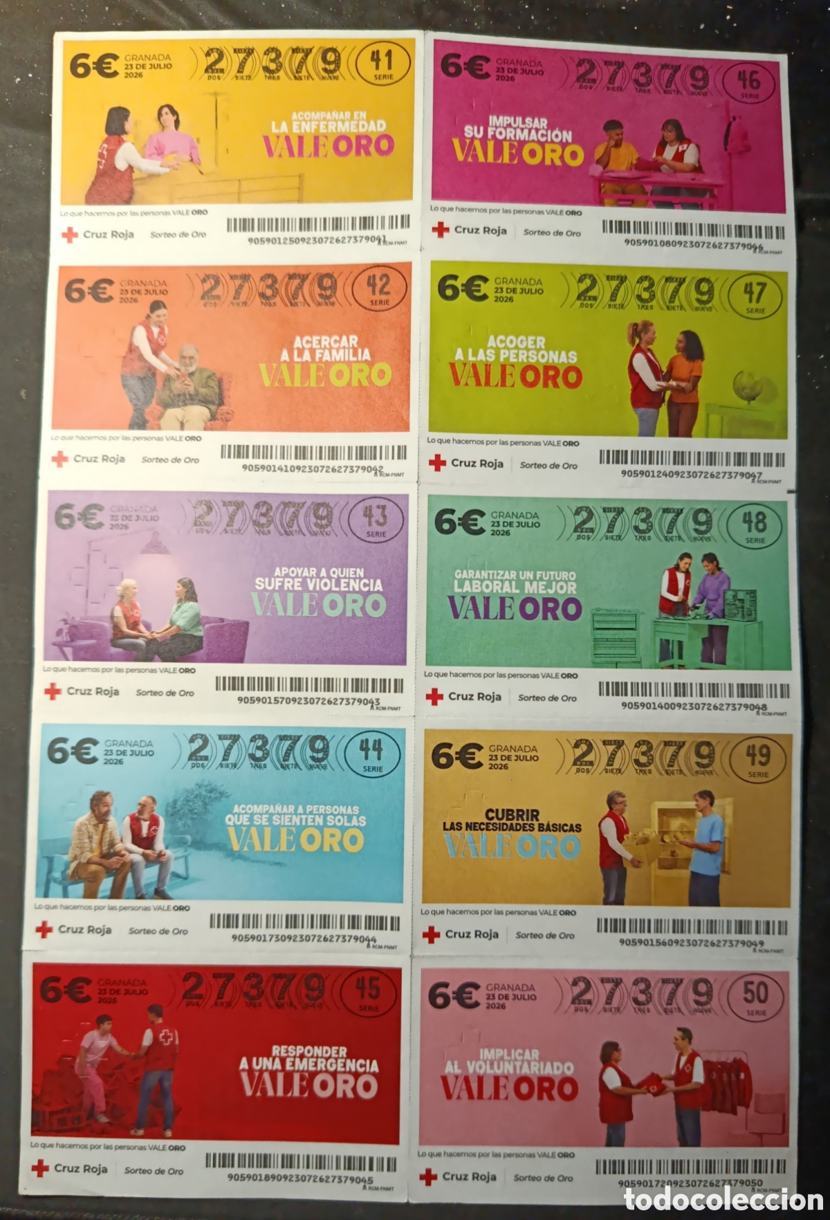 Cupones ONCE: SORTEO DE ORO/CRUZ ROJA (23/JULIO/2026)-HOJA COMPLETA