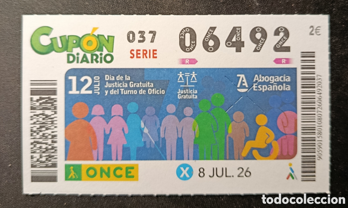 Cupones ONCE: N&deg; 06492 (8/JULIO/2026)