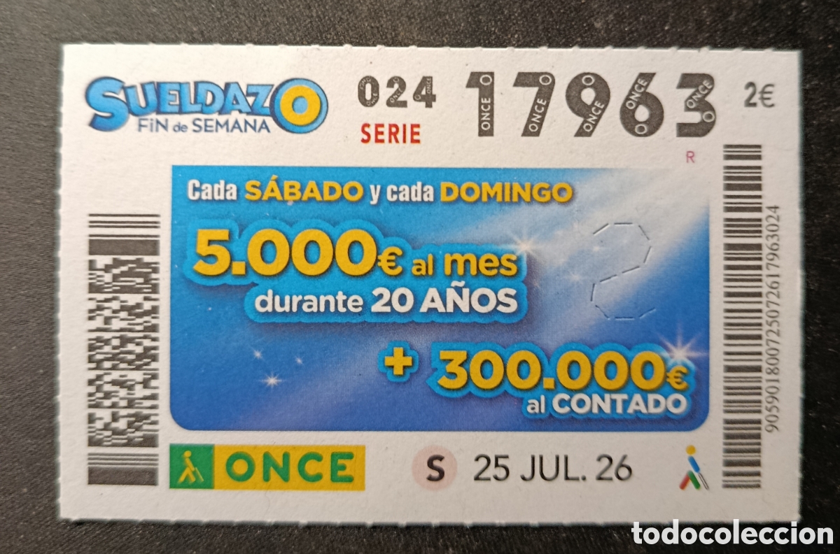 Cupones ONCE: N&deg; 17963 (25/JULIO/2026)