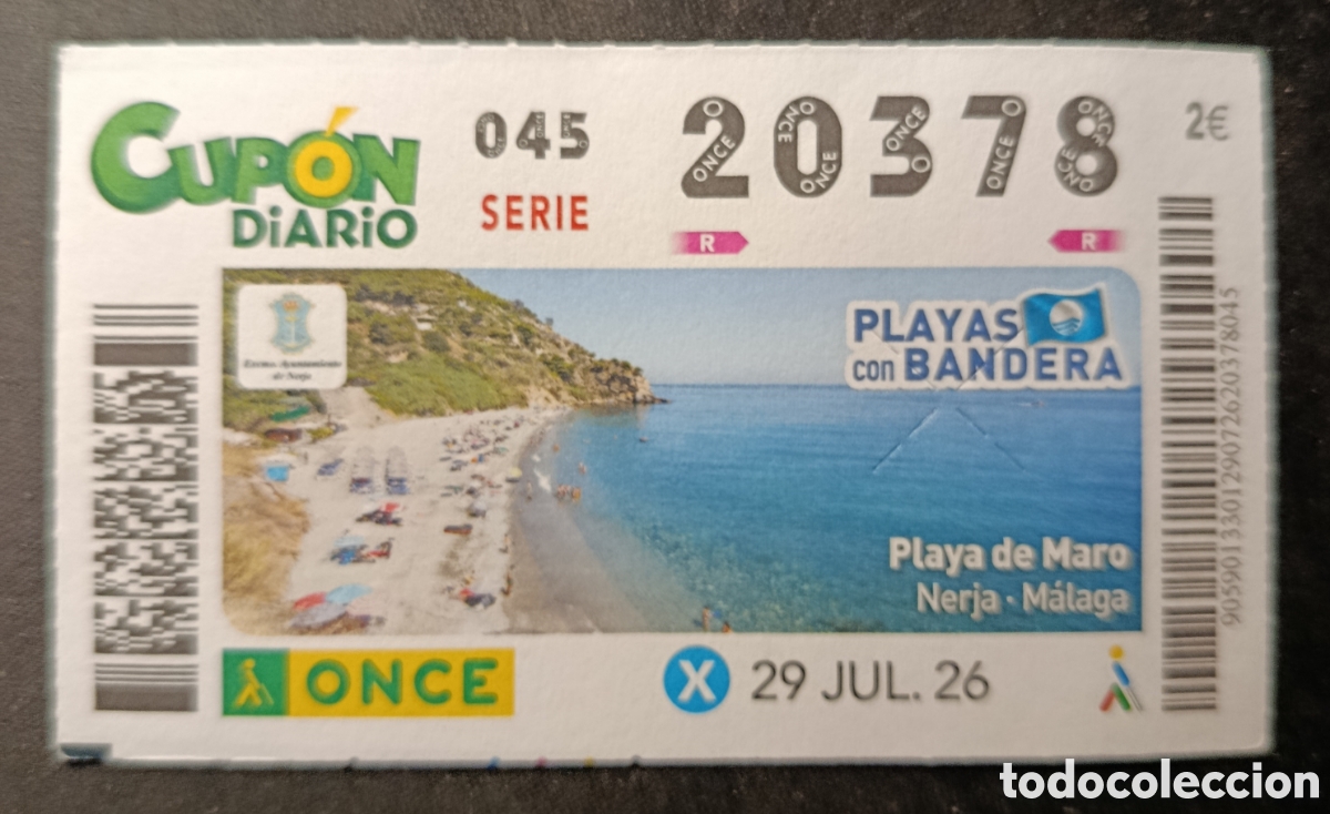 Cupones ONCE: N&deg; 20378 (29/JULIO/2026)-M&Aacute;LAGA