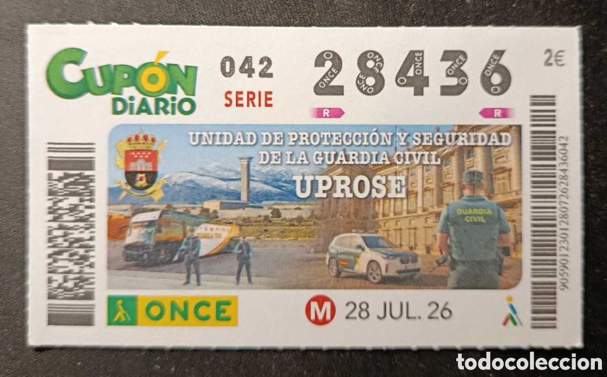 Cupones ONCE: N&deg; 28436 (28/JULIO/2026)-GUARDIA CIVIL