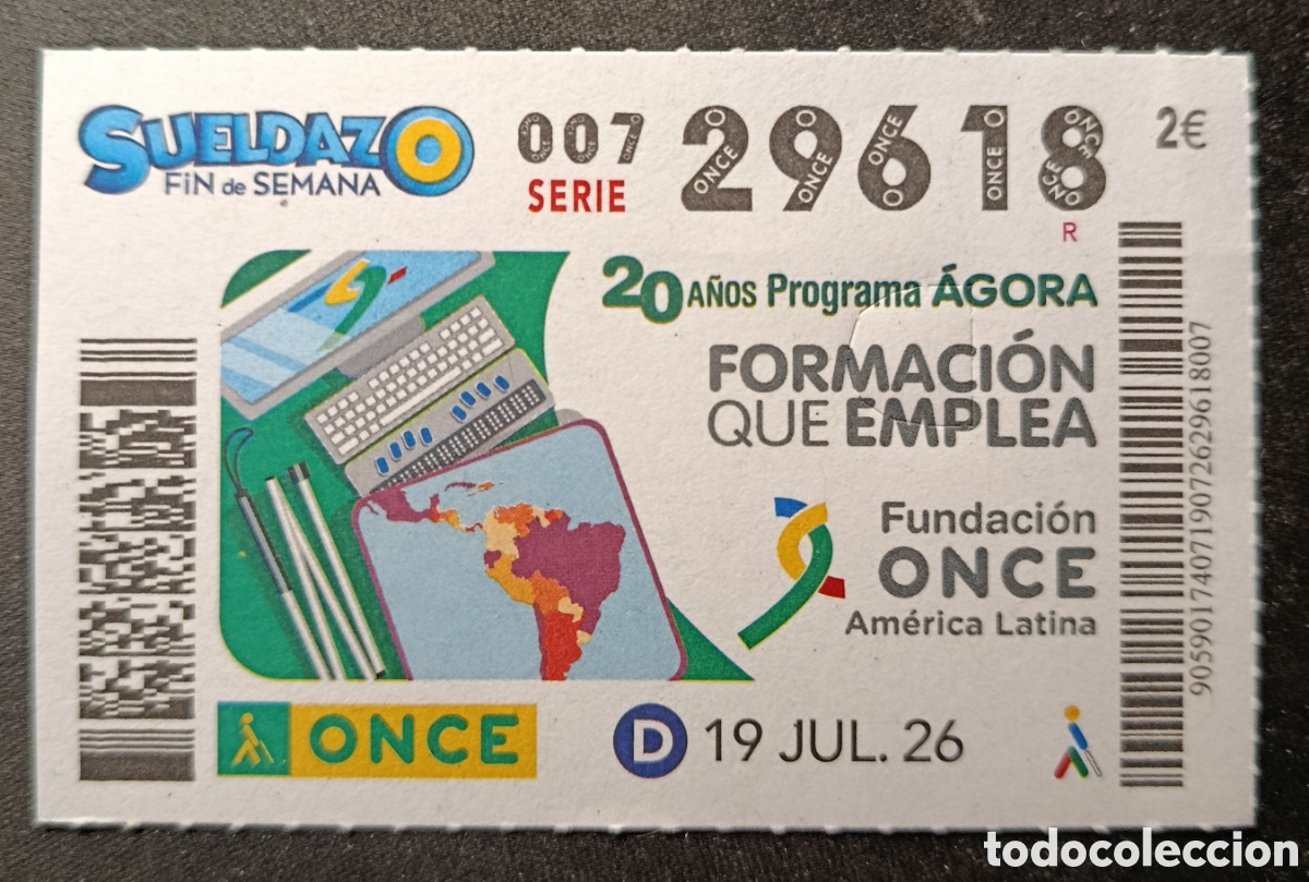 Cupones ONCE: N&deg; 29618 (19/JULIO/2026)