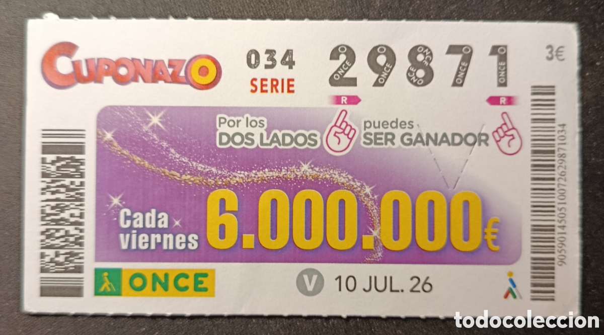 Cupones ONCE: N&deg; 29871 (10/JULIO/2026)