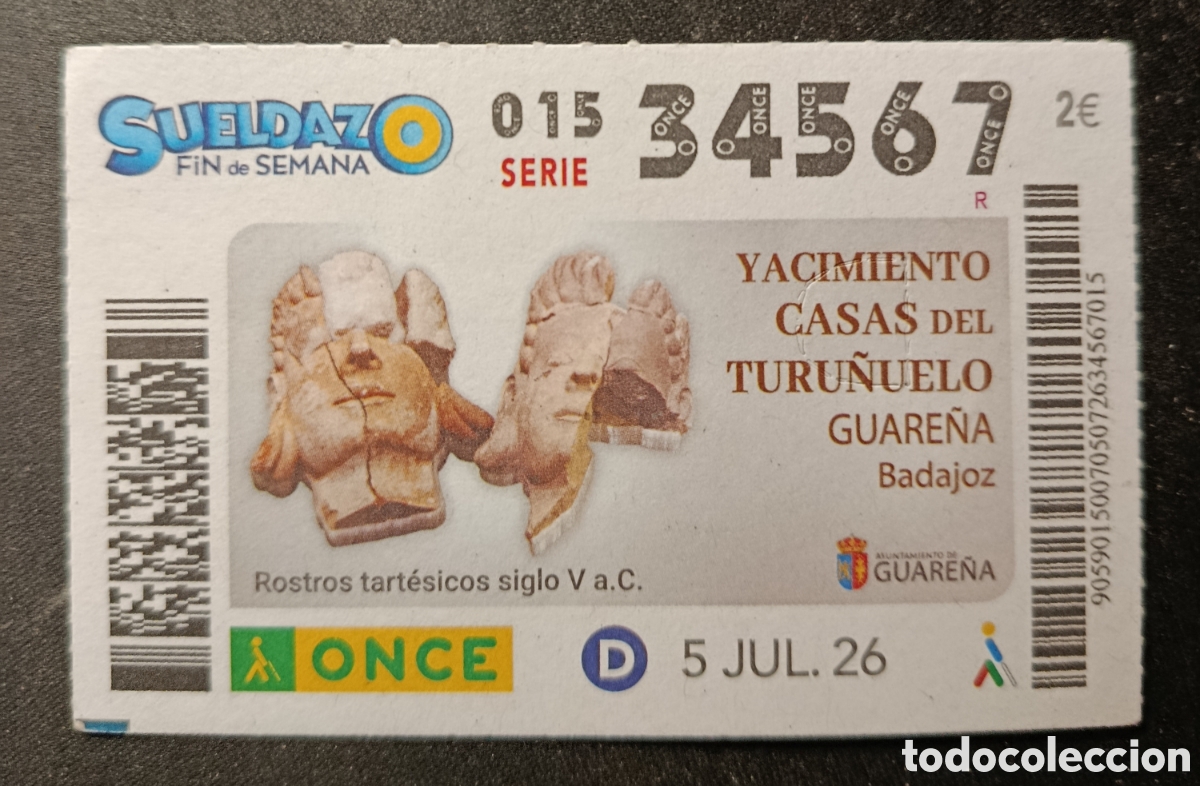 Cupones ONCE: N&deg; 34567 (5/JULIO/2026)-BADAJOZ