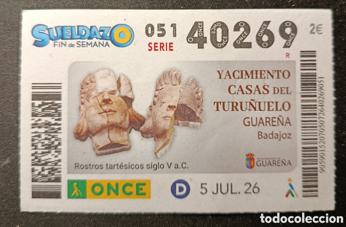 Cupones ONCE: N&deg; 40269 (5/JULIO/2026)-BADAJOZ