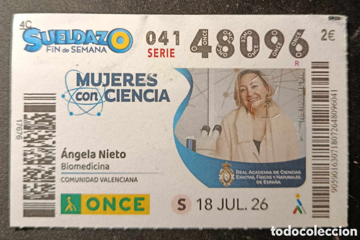Cupones ONCE: N&deg; 48096 (18/JULIO/2026)-VALENCIA