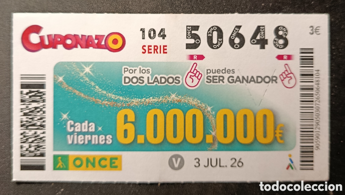 Cupones ONCE: N&deg; 50648 (3/JULIO/2026)