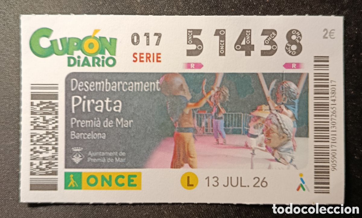 Cupones ONCE: N&deg; 51438 (13/JULIO/2026)-BARCELONA