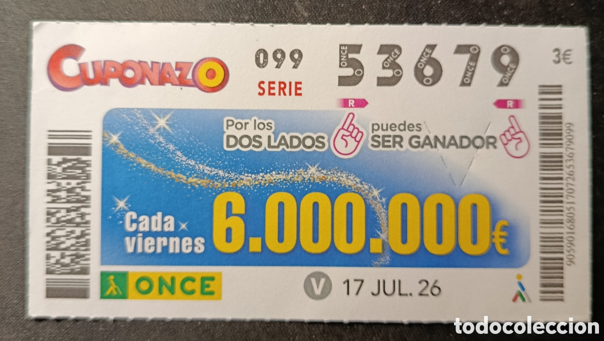 Cupones ONCE: N&deg; 53679 (17/JULIO/2026)