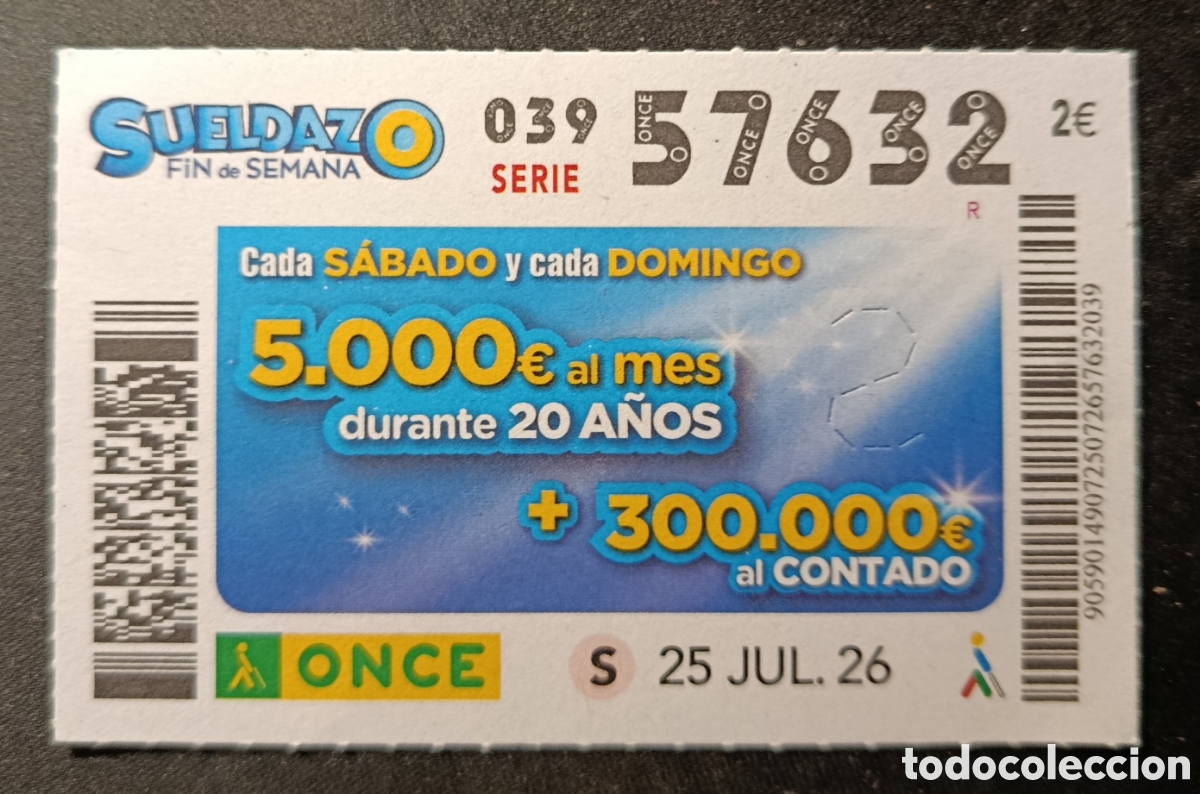Cupones ONCE: N&deg; 57632 (25/JULIO/2026)