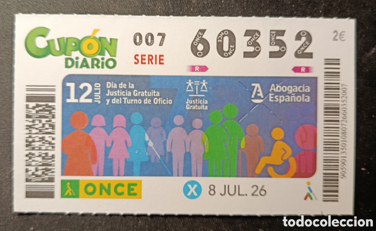 Cupones ONCE: N&deg; 60352 (8/JULIO/2026)