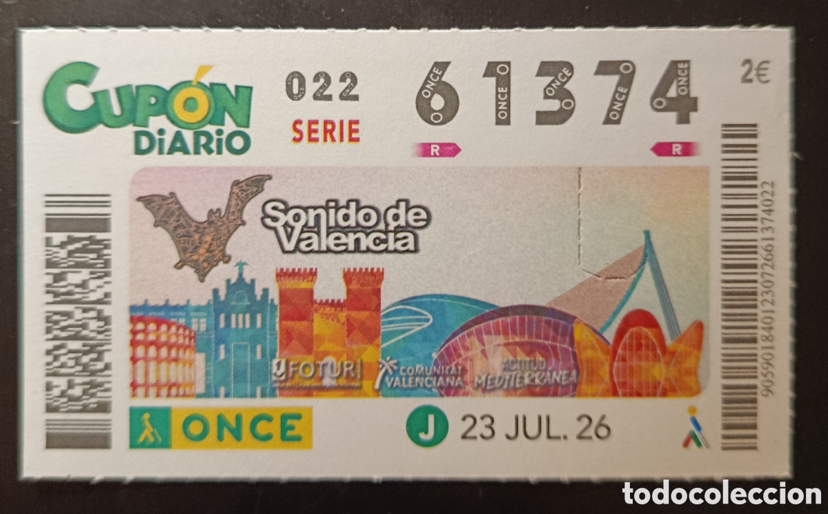 Cupones ONCE: N&deg; 61374 (23/JULIO/2026)-VALENCIA