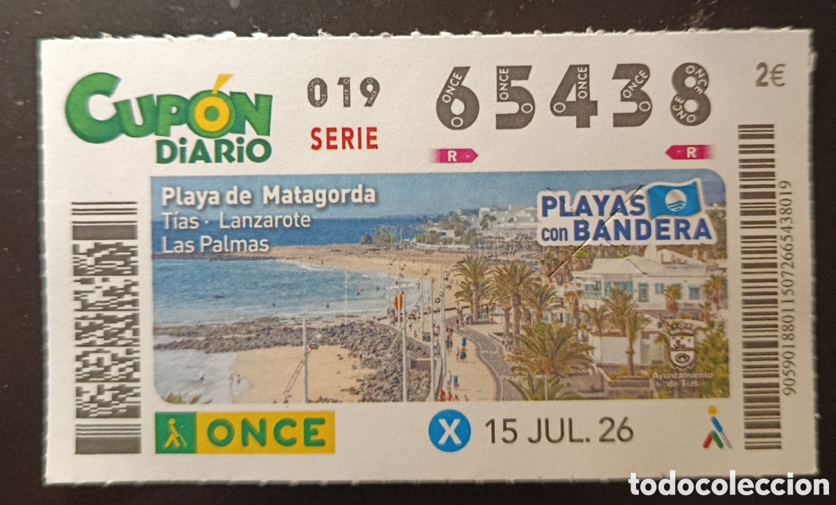 Cupones ONCE: N&deg; 65438 (15/JULIO/2026)-CANARIAS