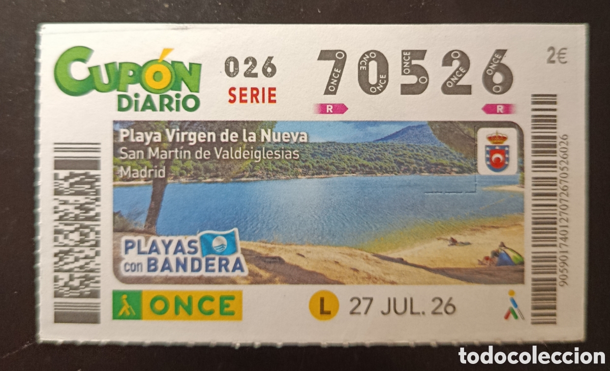 Cupones ONCE: N&deg; 70526 (27/JULIO/2026)-MADRID