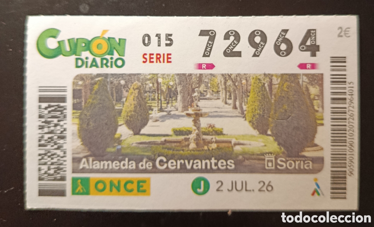 Cupones ONCE: N&deg; 72964 (2/JULIO/2026)-SORIA