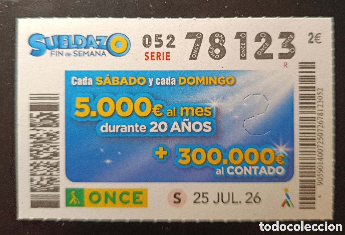 Cupones ONCE: N&deg; 78123 (25/JULIO/2026)
