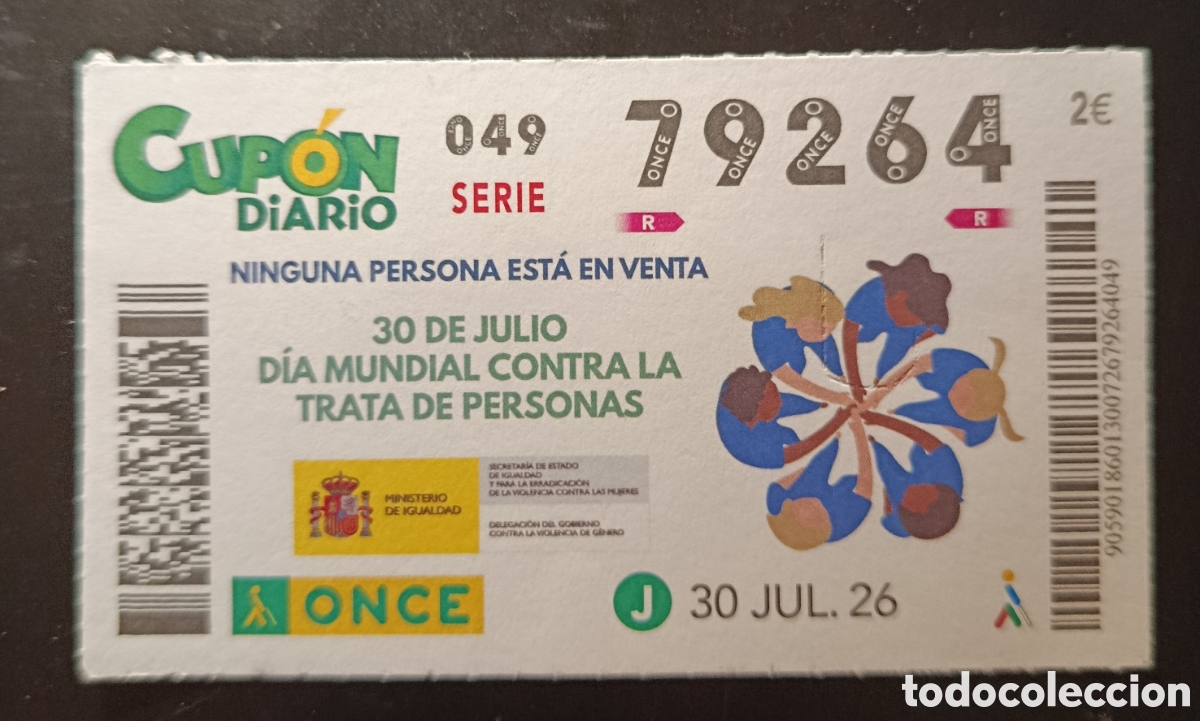 Cupones ONCE: N&deg; 79264 (30/JULIO/2026)