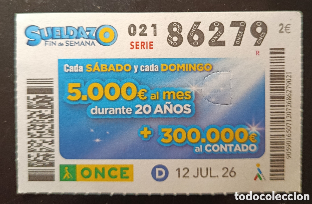 Cupones ONCE: N&deg; 86279 (12/JULIO/2026)
