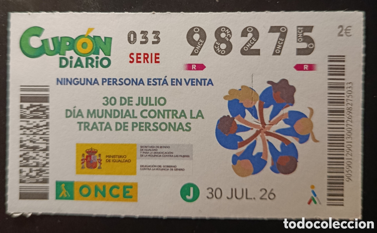 Cupones ONCE: N&deg; 98275 (30/JULIO/2026)