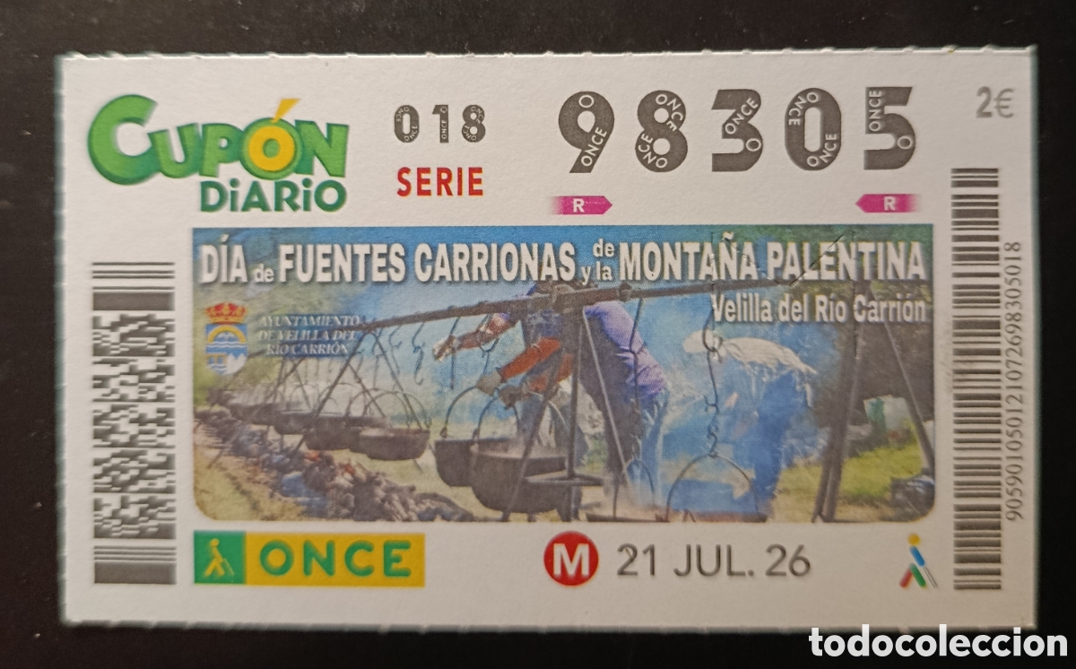 Cupones ONCE: N&deg; 98305 (21/JULIO/2026)-PALENCIA