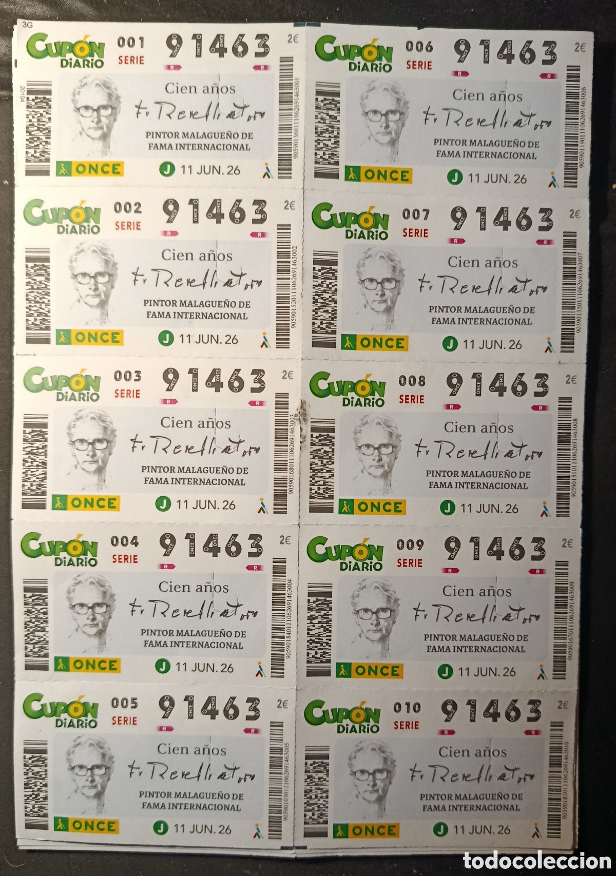 Cupones ONCE: N&deg; 91463 (11/JUNIO/2026)-M&Aacute;LAGA/HOJA COMPLETA