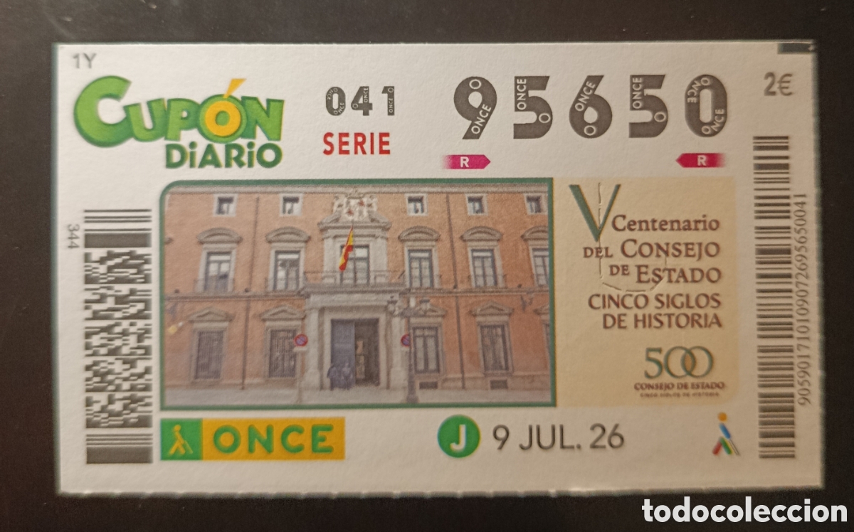 Cupones ONCE: N&deg; 95650 (9/JULIO/2026)