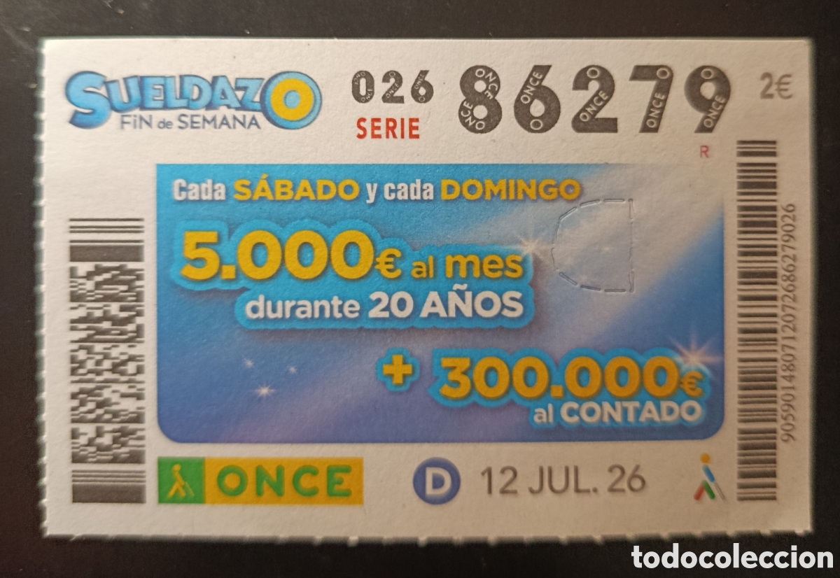 Cupones ONCE: N&deg; 86279 (12/JULIO/2026)