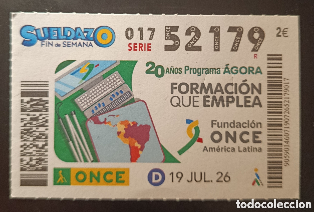 Cupones ONCE: N&deg; 52179 (19/JULIO/2026)