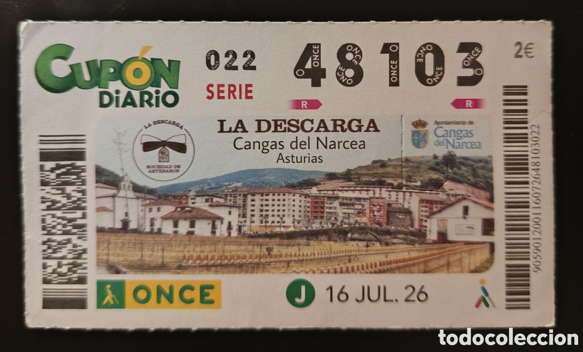 Cupones ONCE: N&deg; 48103 (16/JULIO/2026)-ASTURIAS