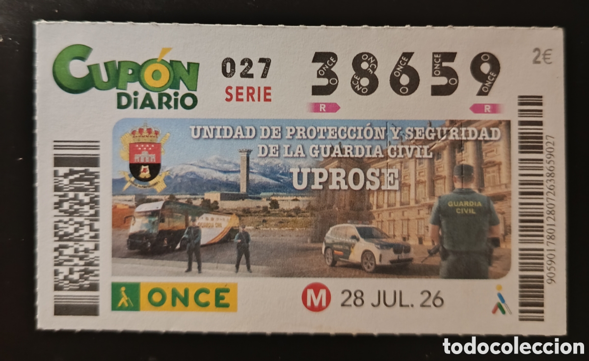 Cupones ONCE: N&deg; 38659 (28/JULIO/2026)-GUARDIA CIVIL