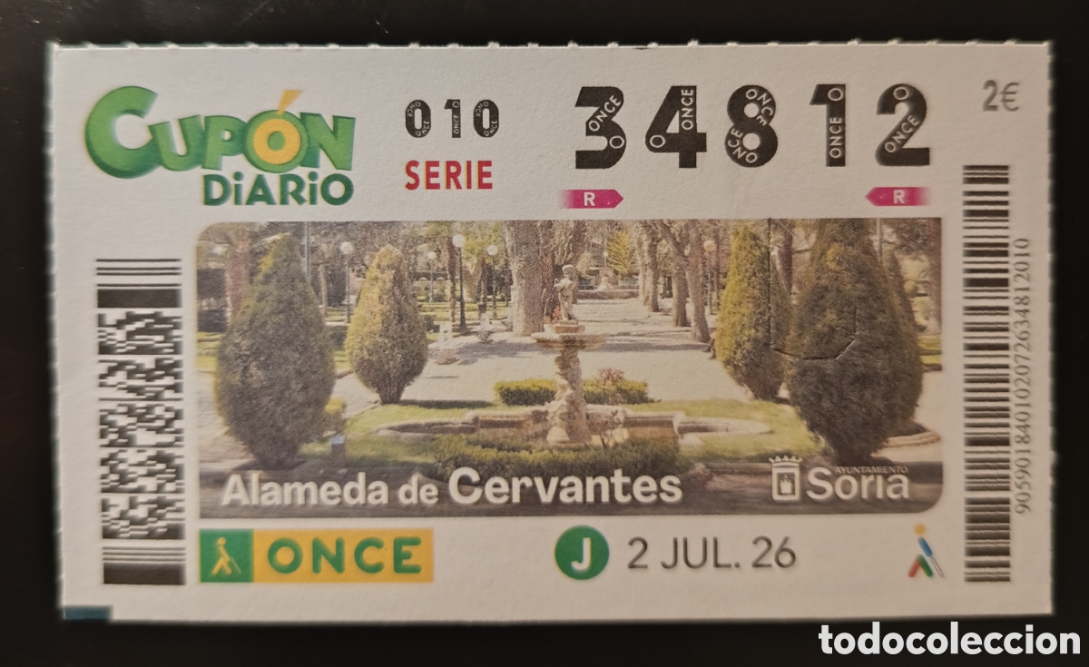 Cupones ONCE: N&deg; 34812 (2/JULIO/2026)-SORIA